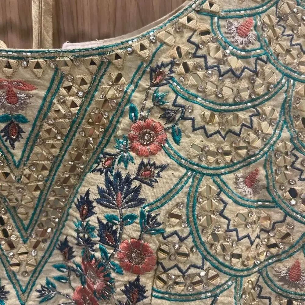 Boho Embroidered Lace Up Crop Blouse